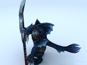 low poly 3d monster - catfish commandant Modelo 3D
