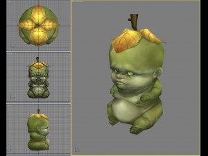 low poly 3d monster - ginseng fruit 02 3D Модель