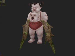 low poly 3d monster - ginseng fruit 3D Model