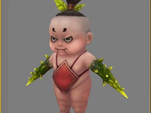 low poly 3d monster - ginseng fruit doll 01 3D Model