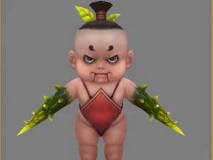 low poly 3d monster - ginseng fruit doll 01 3D Model