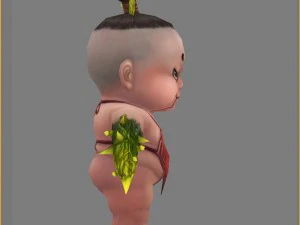 low poly 3d monster - ginseng fruit doll 01 3D Model