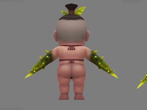 low poly 3d monster - ginseng fruit doll 01 3D Model