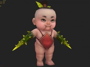 low poly 3d monster - ginseng fruit doll 01 3D Model