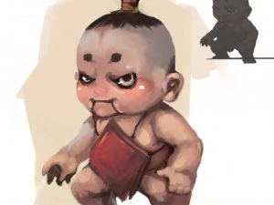 monster 3d poli rendah - boneka buah ginseng 02 Model 3D