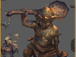 low poly 3d monster - burnt copper man 02 Model 3D