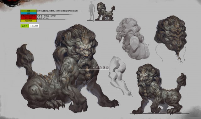 low poly 3d monster - stone lion 3D Model .c4d .max .obj .3ds .fbx .stl .blend