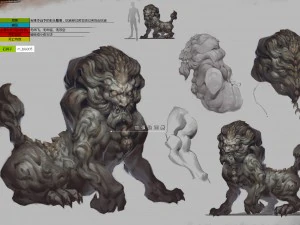 düşük poli 3d canavar - taş aslan 3D Model