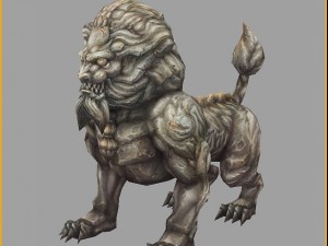 low poly 3d monster - stone lion 3D Model
