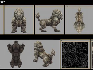 low poly 3d monster - stone lion 3D Model