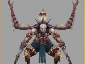 low poly 3d monster - four-handed freak 3Dモデル
