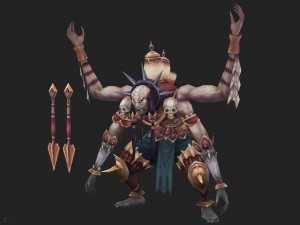 low poly 3d monster - four-handed freak 3Dモデル