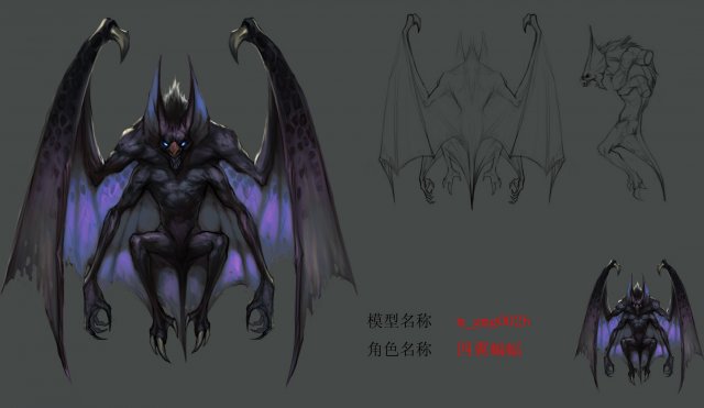 low poly 3d monster - four-winged bat 3D Model .c4d .max .obj .3ds .fbx .stl .blend