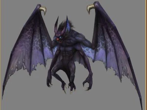 low poly 3d monster - four-winged bat 3D Model