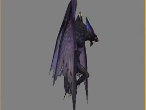 low poly 3d monster - four-winged bat 3D Model