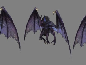 low poly 3d monster - four-winged bat 3D Model