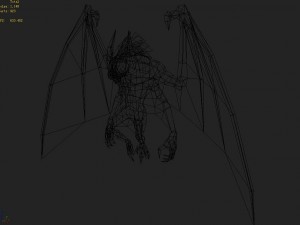 low poly 3d monster - four-winged bat 3D Model
