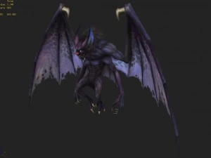 low poly 3d monster - four-winged bat 3D Model