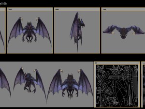 low poly 3d monster - four-winged bat 3D Model