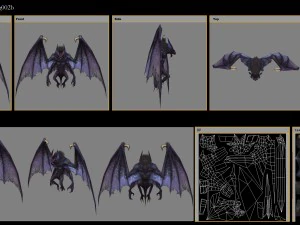 low poly 3d monster - four-winged bat 3D Model