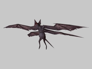 low poly 3d monster - four-winged bat Modello 3D