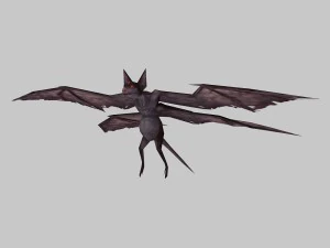 low poly 3d monster - four-winged bat 3D Model