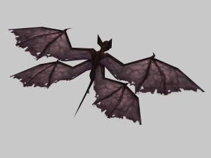 low poly 3d monster - four-winged bat 3D Model