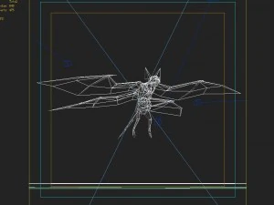 low poly 3d monster - four-winged bat 3D Model