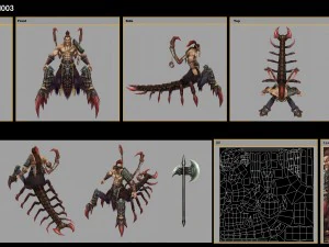 low poly 3d monster - the centipede people 3D Model