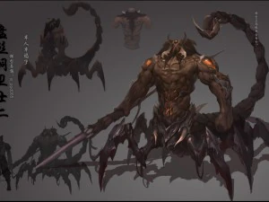 d&uuml;ş&uuml;k poli 3d canavar - akrep adam 3D Model