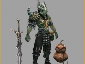 low poly 3d monster - silver horn Model 3D