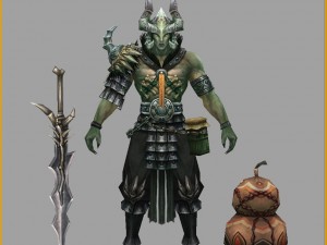 low poly 3d monster - silver horn Model 3D
