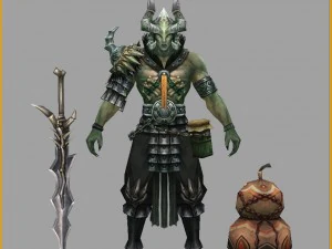 लो पॉली 3डी मॉन्स्टर - सिल्वर हॉर्न 3D मॉडल