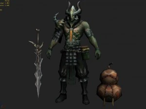 लो पॉली 3डी मॉन्स्टर - सिल्वर हॉर्न 3D मॉडल