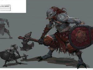 laag poly 3D-monster - zilveren neushoorn schild soldaat 3D Model