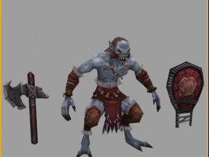 low poly 3d monster - silver rhino shield soldier Model 3D