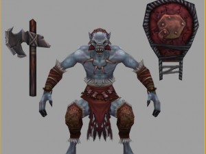 low poly 3d monster - silver rhino shield soldier Model 3D