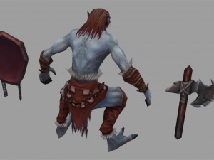 low poly 3d monster - silver rhino shield soldier Model 3D