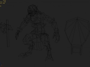 low poly 3d monster - silver rhino shield soldier Model 3D