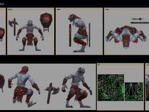 low poly 3d monster - silver rhino shield soldier Model 3D