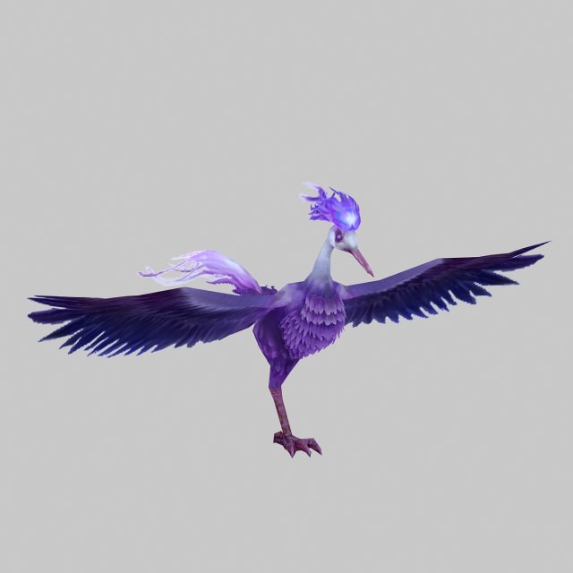 low poly 3d monster - purple phoenix 3D Модель .c4d .max .obj .3ds .fbx .stl .blend 