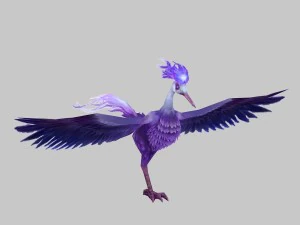 mostro 3d low poly - fenice viola Modello 3D