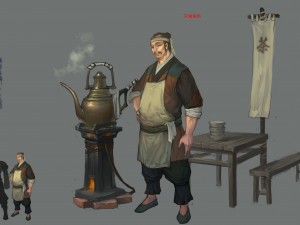 low poly 3d characters-tea booth owner Modello 3D