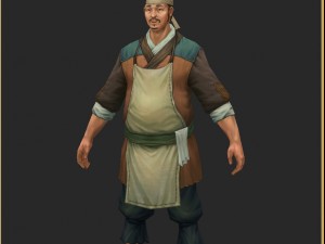 low poly 3d characters-tea booth owner Modelo 3D