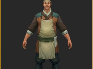 low poly 3d characters-tea booth owner Modelo 3D