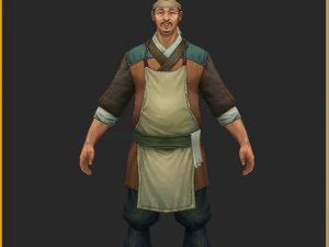 low poly 3d characters-tea booth owner 3D Model