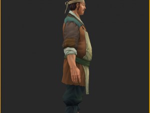 low poly 3d characters-tea booth owner Modelo 3D