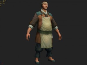 low poly 3d characters-tea booth owner Modelo 3D