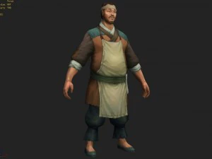 low poly 3d characters-tea booth owner 3D Model