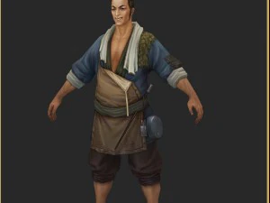 low poly 3d characters-fruit stall 3D Model